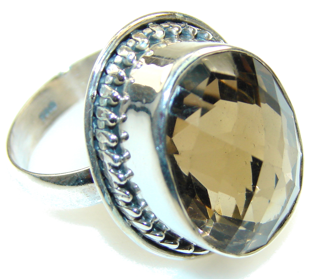 Amazing Brown Smoky Topaz Sterling Silver ring; s. 11