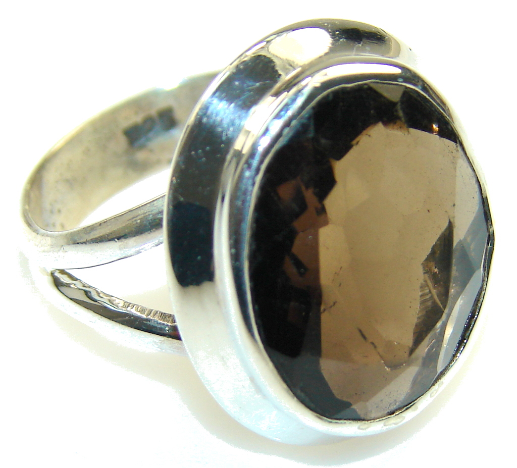 Amazing Brown Smoky Topaz Sterling Silver ring; s. 9