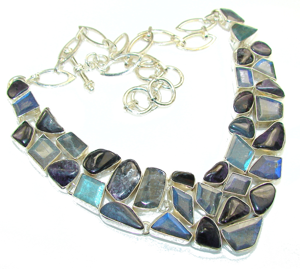Love Declared! Fire Labradorite Sterling Silver necklace