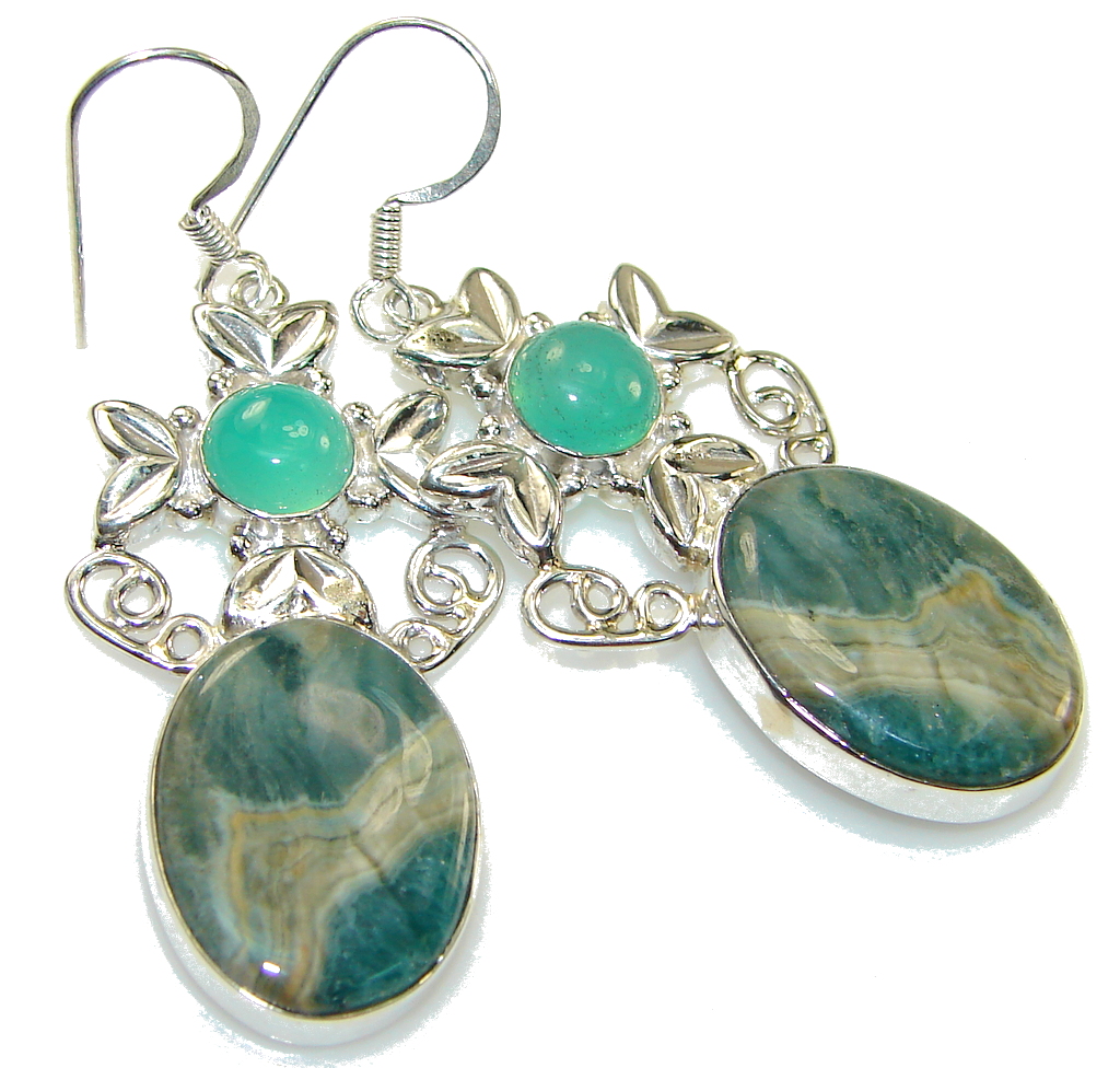 Amazing Style! Ocean Jasper Sterling Silver earrings