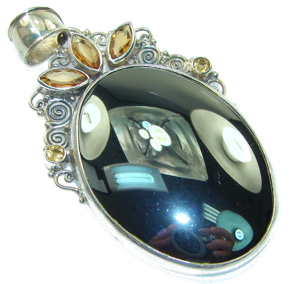 Stylish Design! Hematite Sterling Silver Pendant