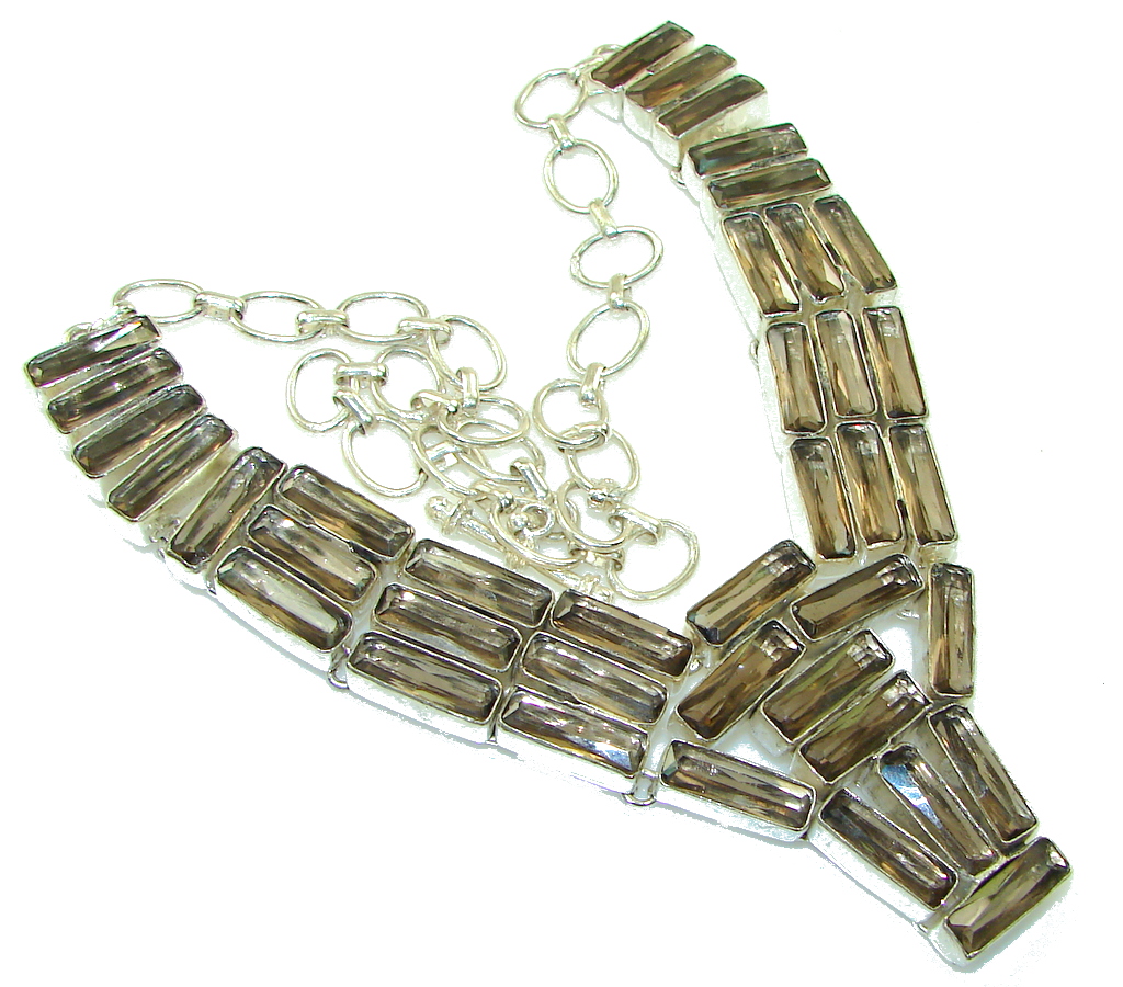 Maya Dreams! Light Brown Smoky Topaz Sterling Silver necklace