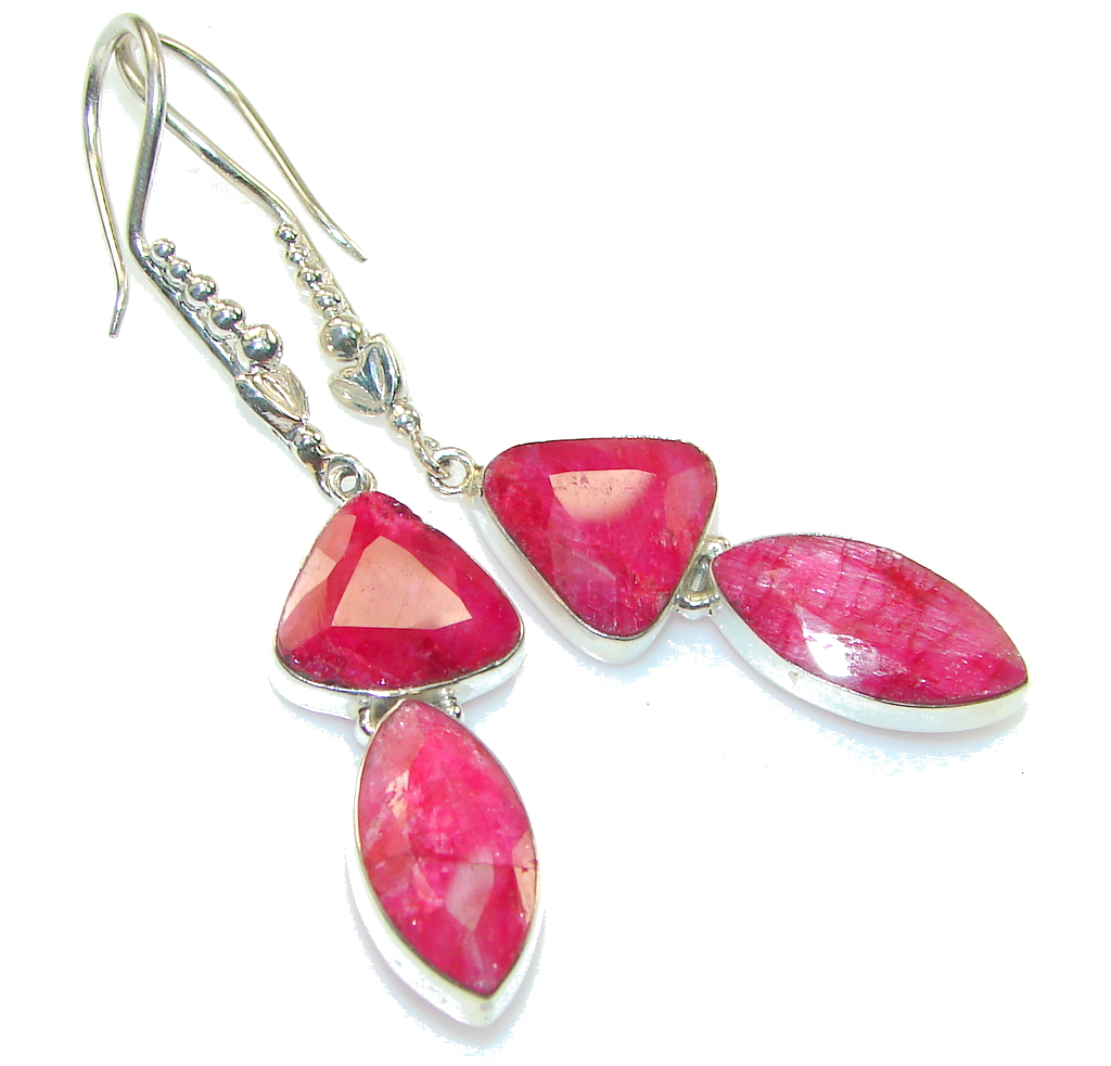 Big! True LOve!! Red Ruby Sterling Silver earrings