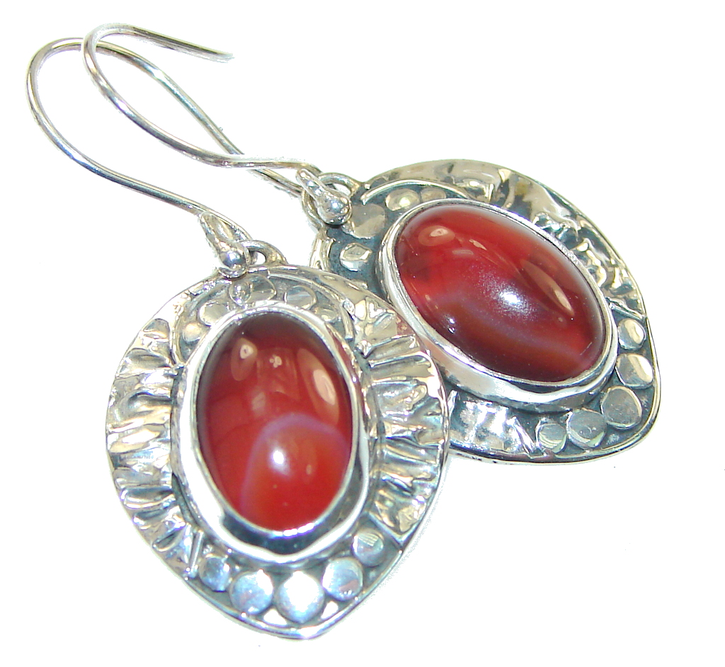Natural Beauty!! Carnelian Sterling Silver earrings