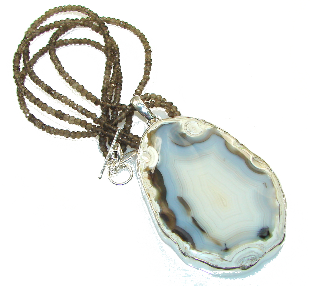 Big! Outstanding Design!!! Agate Sterling Silver necklace