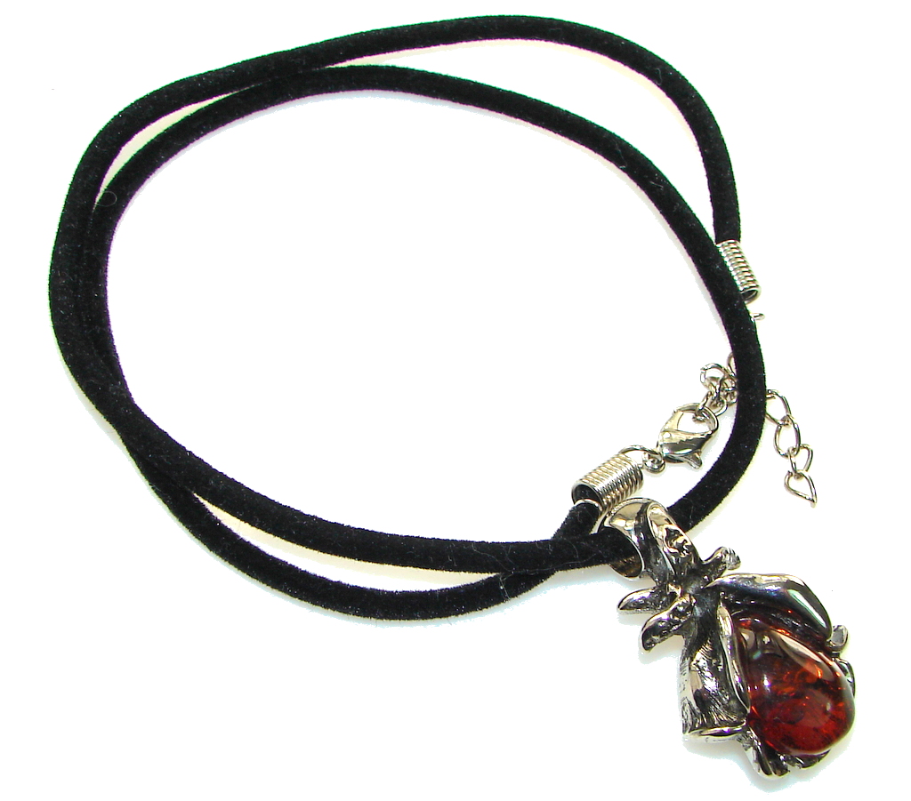 Beautiful Style! Polish Amber Sterling Silver necklace