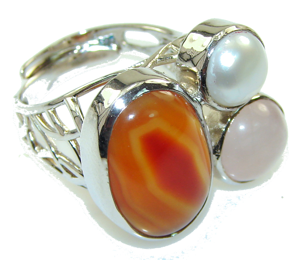 Aura Of Beauty Carnelian Sterling Silver ring s. 8 - Adjustable