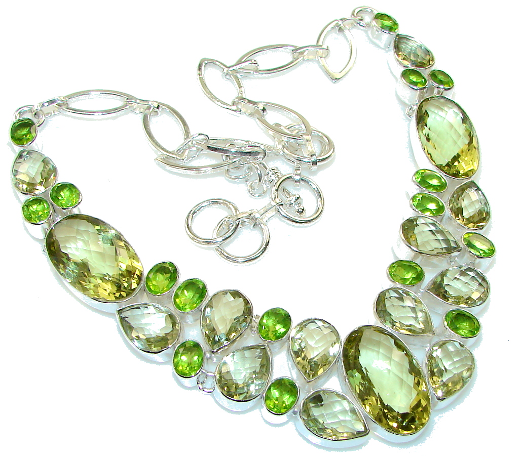 Florida Style!! Sunny Citrine Sterling Silver Necklace