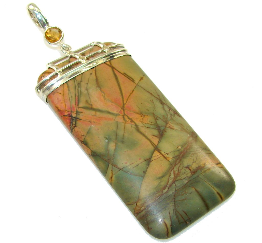Beautiful Butterfly Wings Jasper Sterling Silver Pendant
