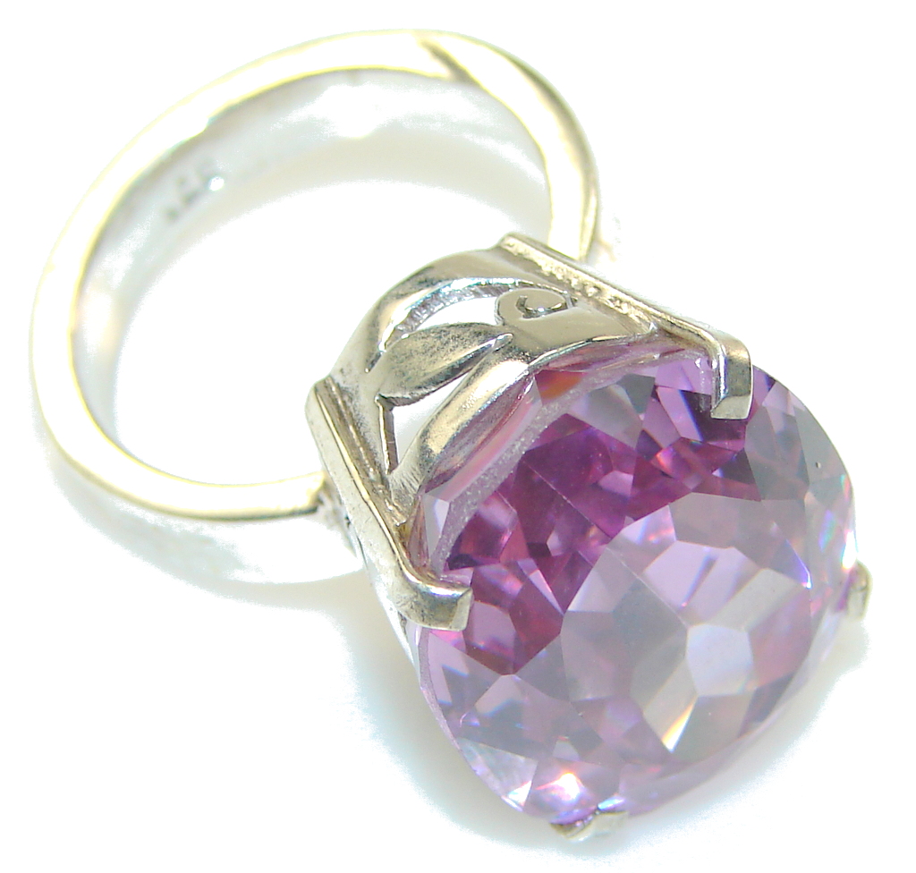 Amazing Light Lilac Quartz Sterling Silver Ring s. 7 1/2