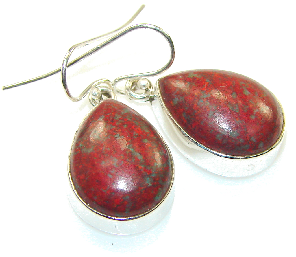 Excellent Red Sonora Jasper Sterling Silver Earrings