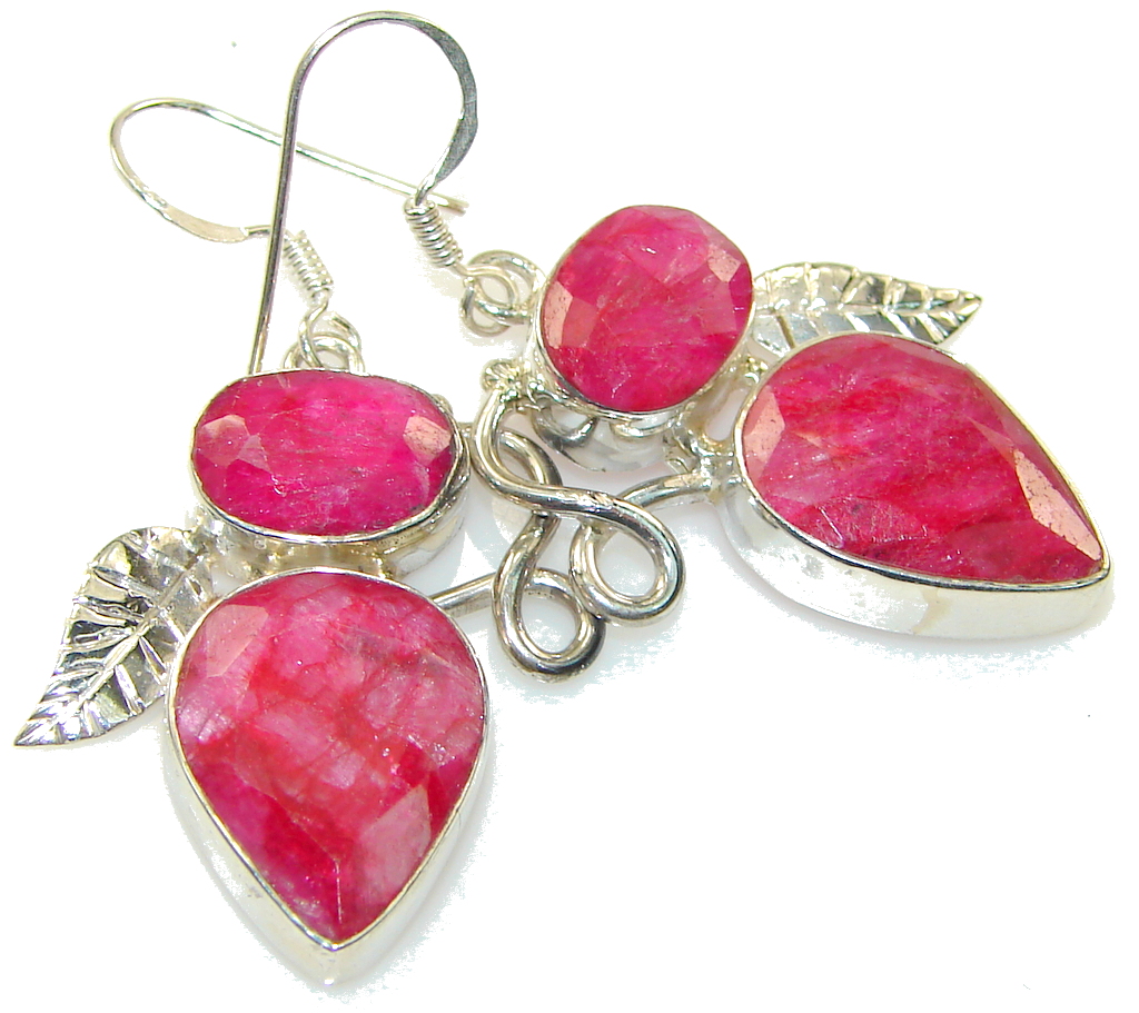 Precious Pink Ruby Sterling Silver earrings