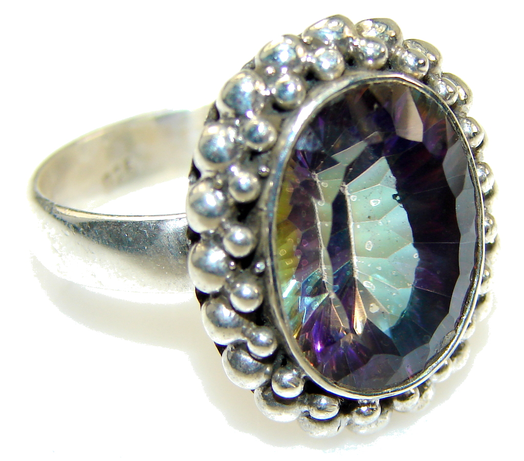 Amazing Purple Mystic Topaz Sterling Silver ring; s. 8 1/2