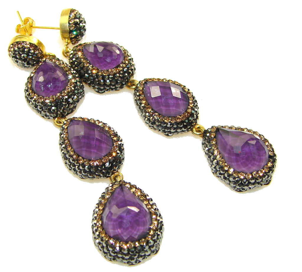 Love Power!! Purple Amethyst Sterling Silver earrings / Long