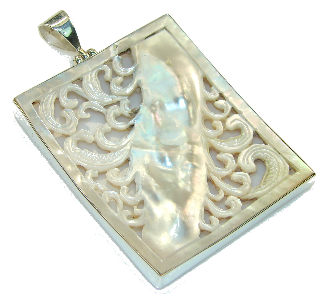 Big! Vintage Style Blister Pearl Sterling Silver pendant
