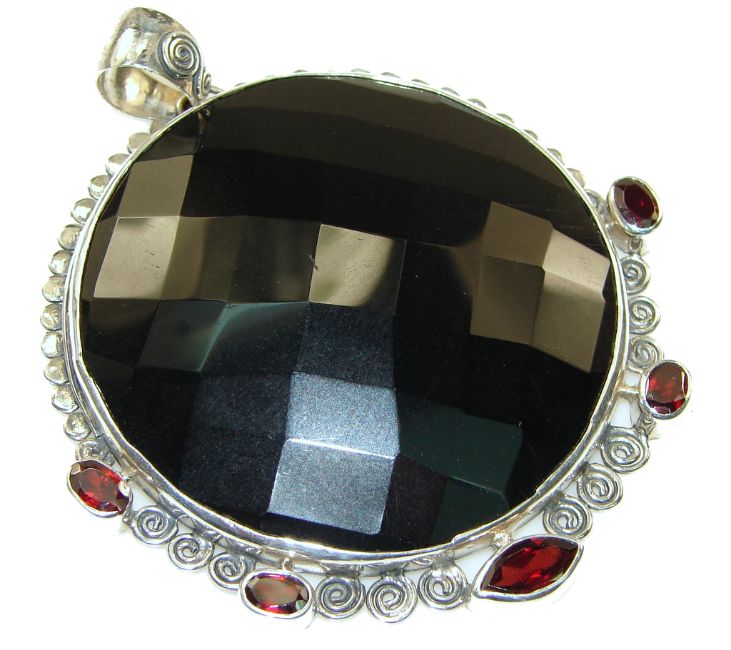 Awesome Natural Black Onyx Sterling Silver Pendant