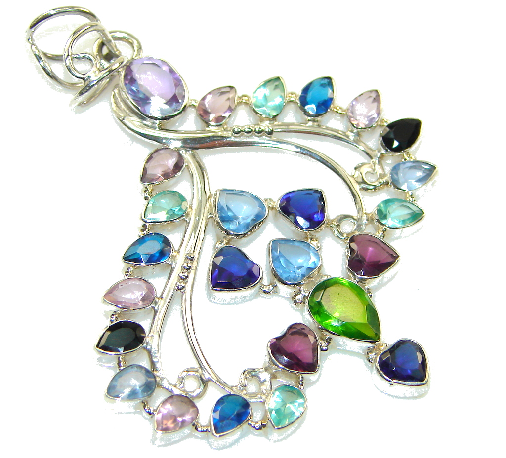 Beautiful Multicolor Quartz Sterling Silver Pendant
