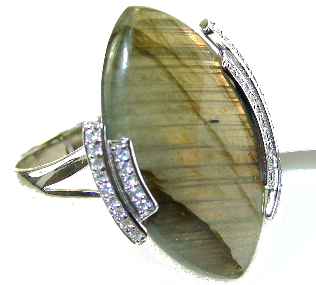 Rich Personality!! Labradorite Sterling Silver ring s. 11 1/4