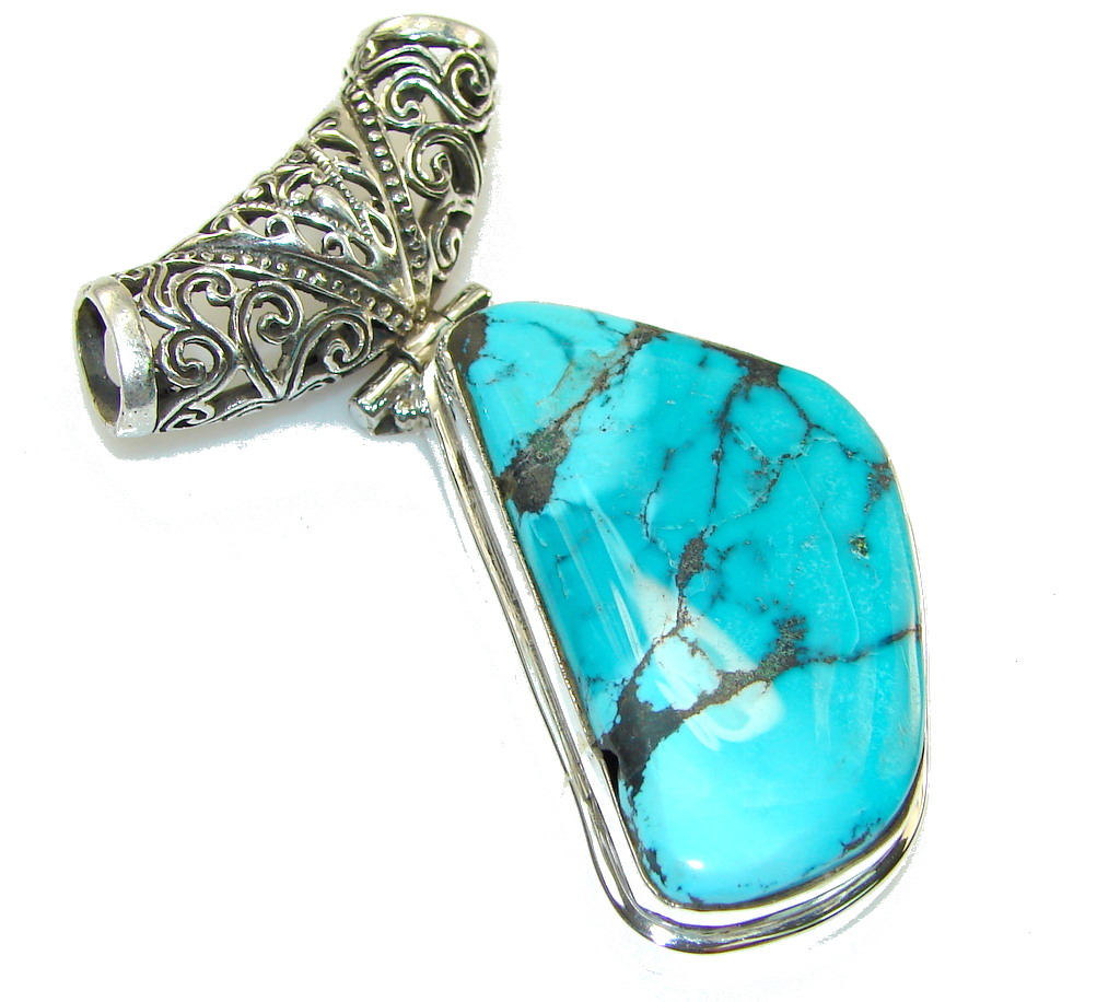 Sleeping Beauty, B-Grade, Tumbled!! Turquoise Sterling Silver Pendant