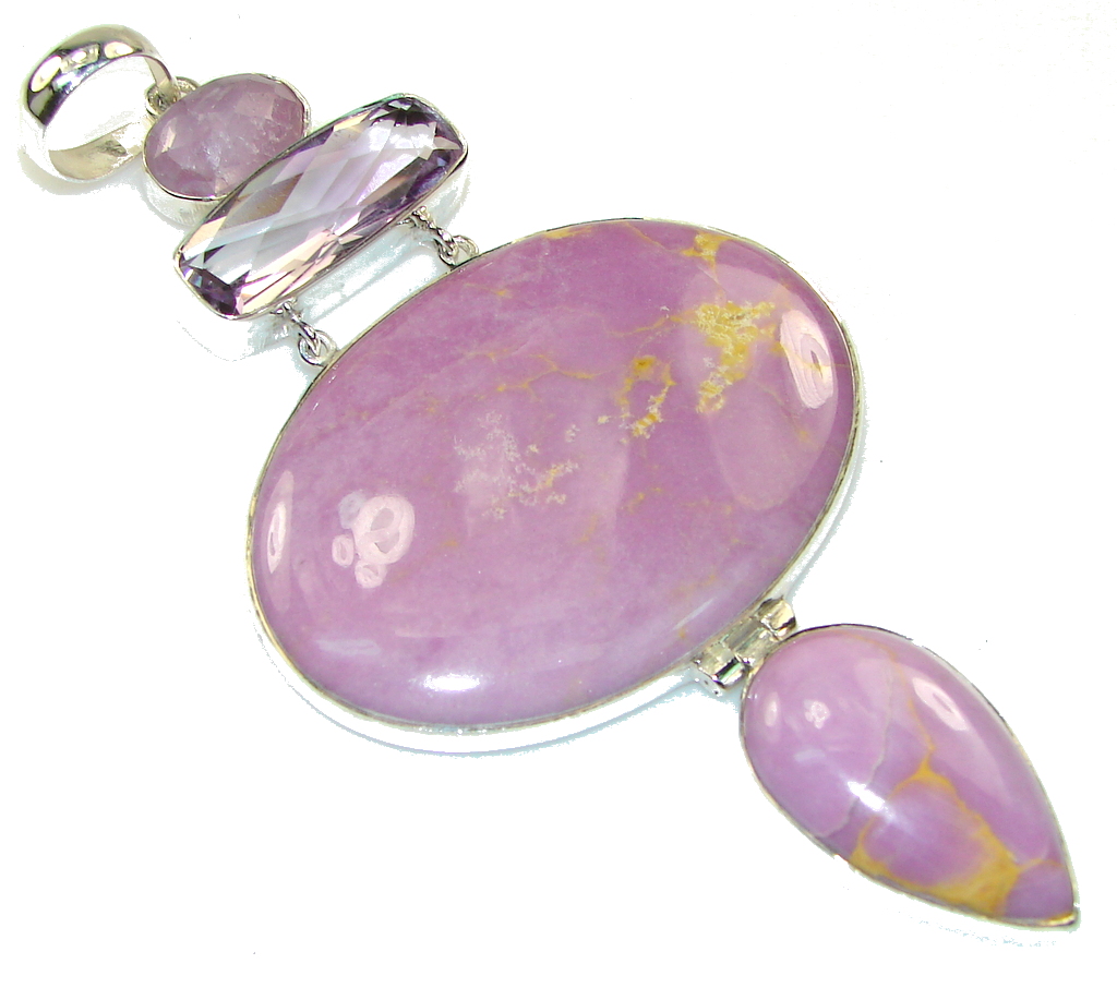 Big! Genuine Purple Sugalite Sterling Silver Pendant