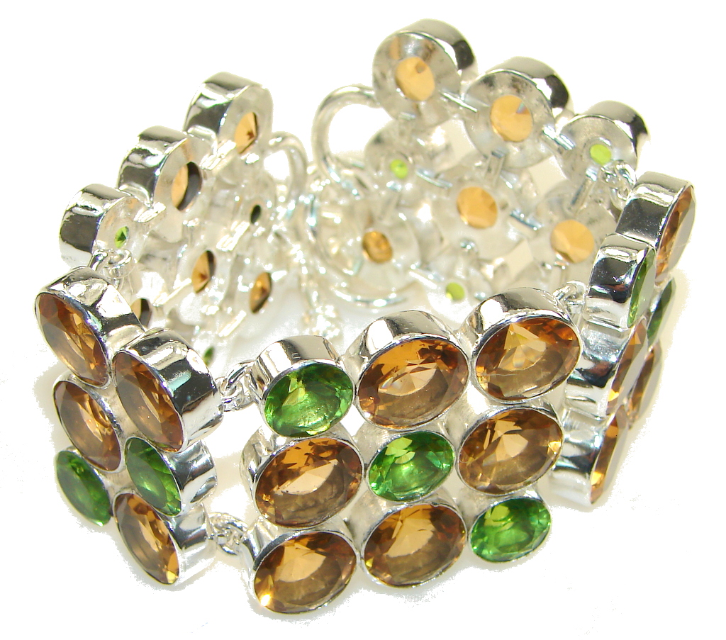 Fresh Created Green Peridot Sterling Silver Bracelet