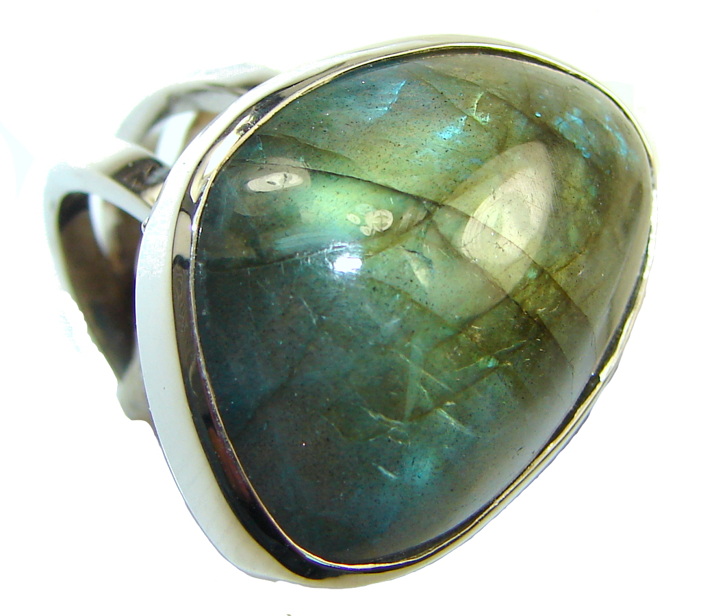 Vision Night!! Labradorite Sterling Silver ring s. 7 - Adjustable