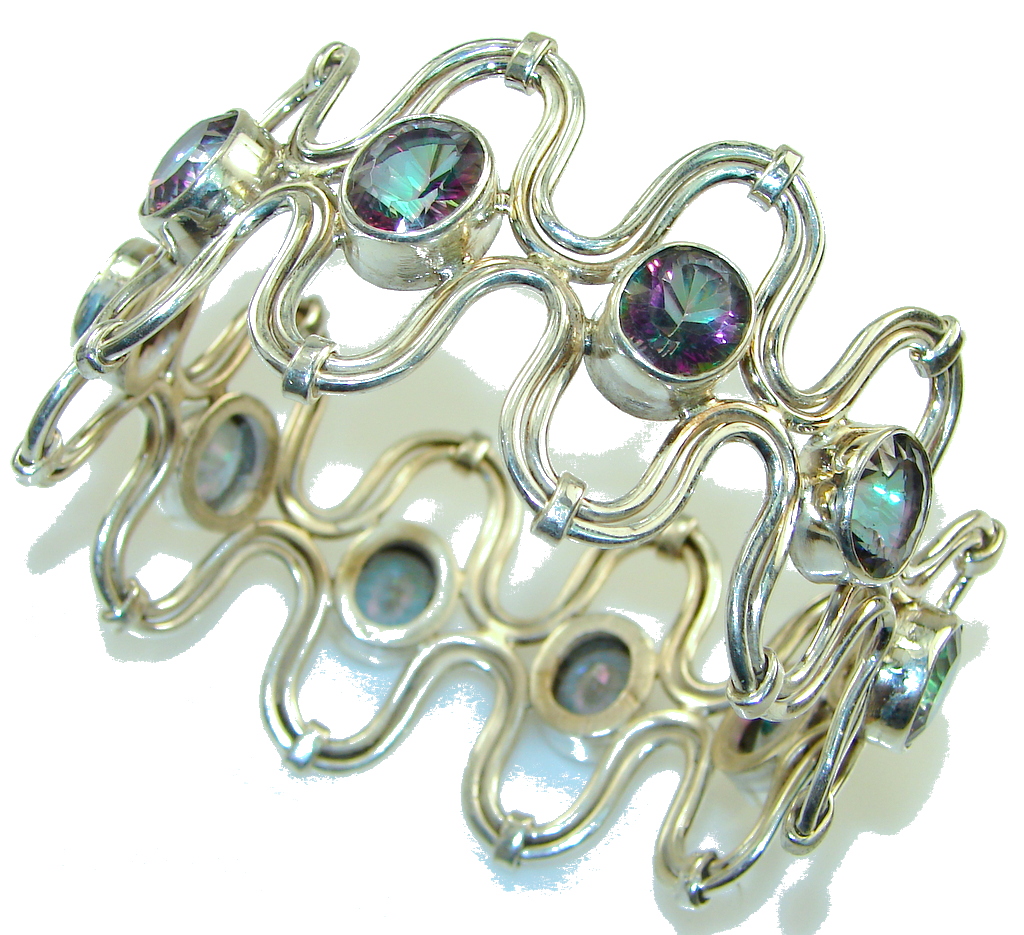 Natural Beauty!! Rainbow Magic Topaz Sterling Silver Bracelet