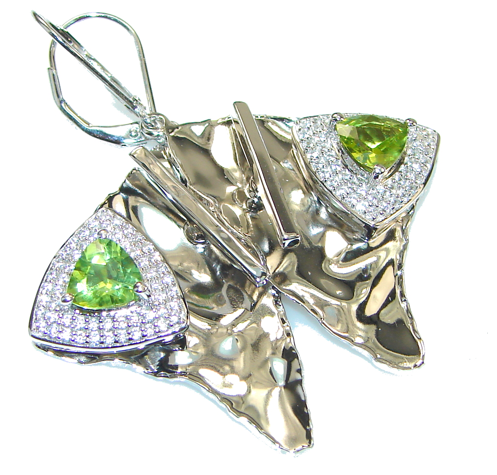 Chunky Exclusive Peridot Hammered Sterling Silver earrings
