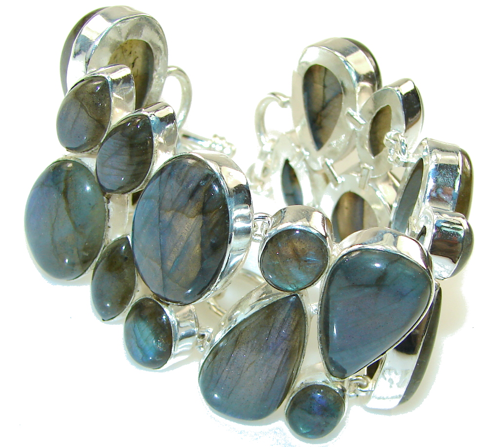 Great Impression! Fire Labradorite Sterling Silver Bracelet