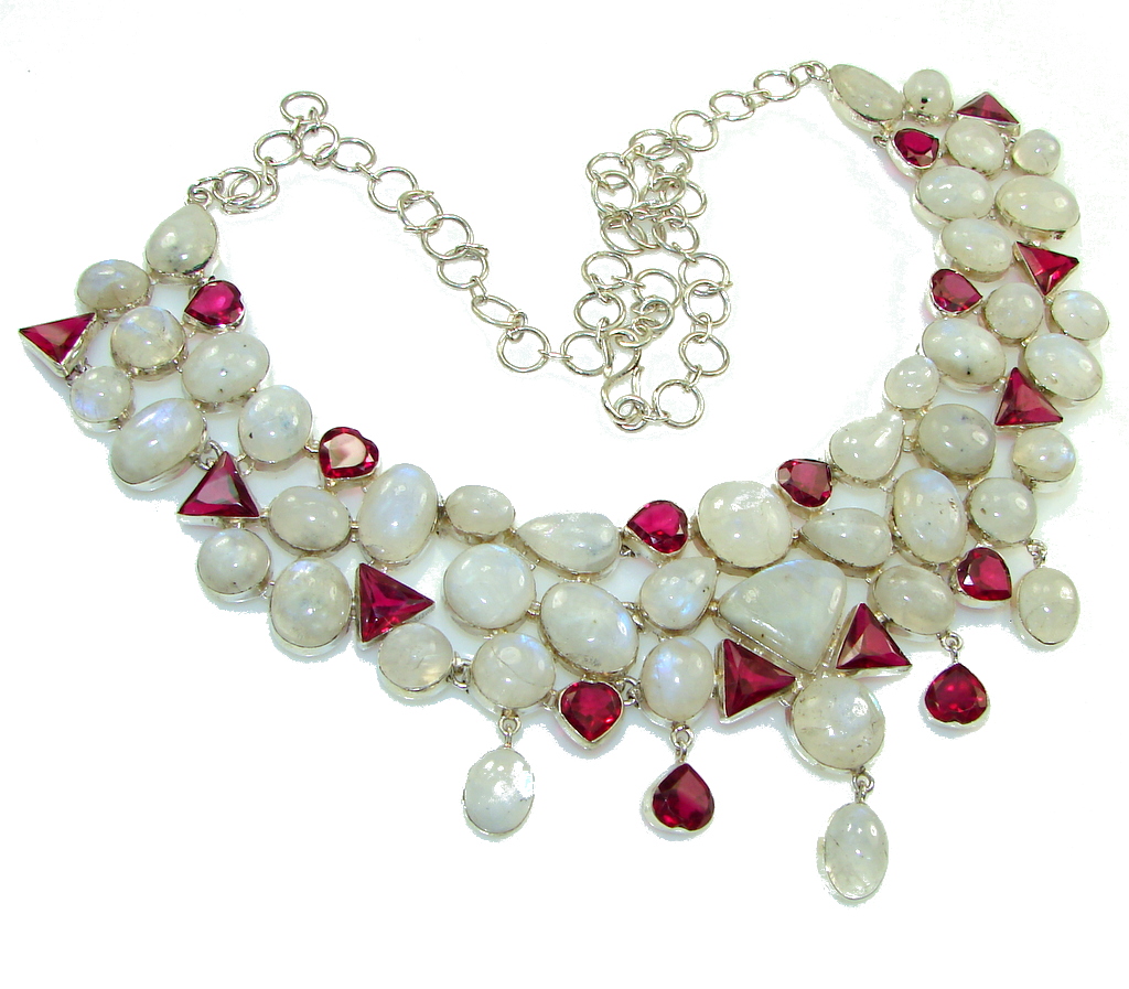 Great Impression Fire Moonstone Sterling Silver necklace