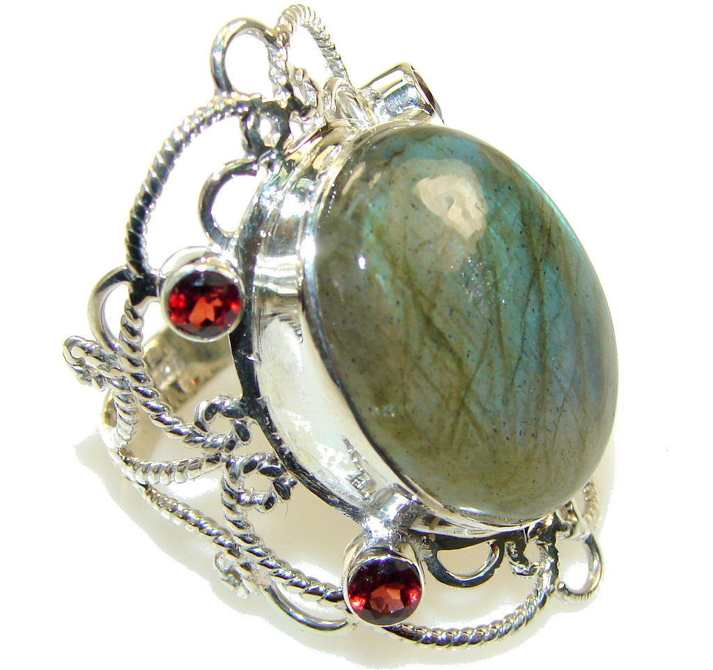 Big! Classy Blue Labradorite Sterling Silver ring s. 11