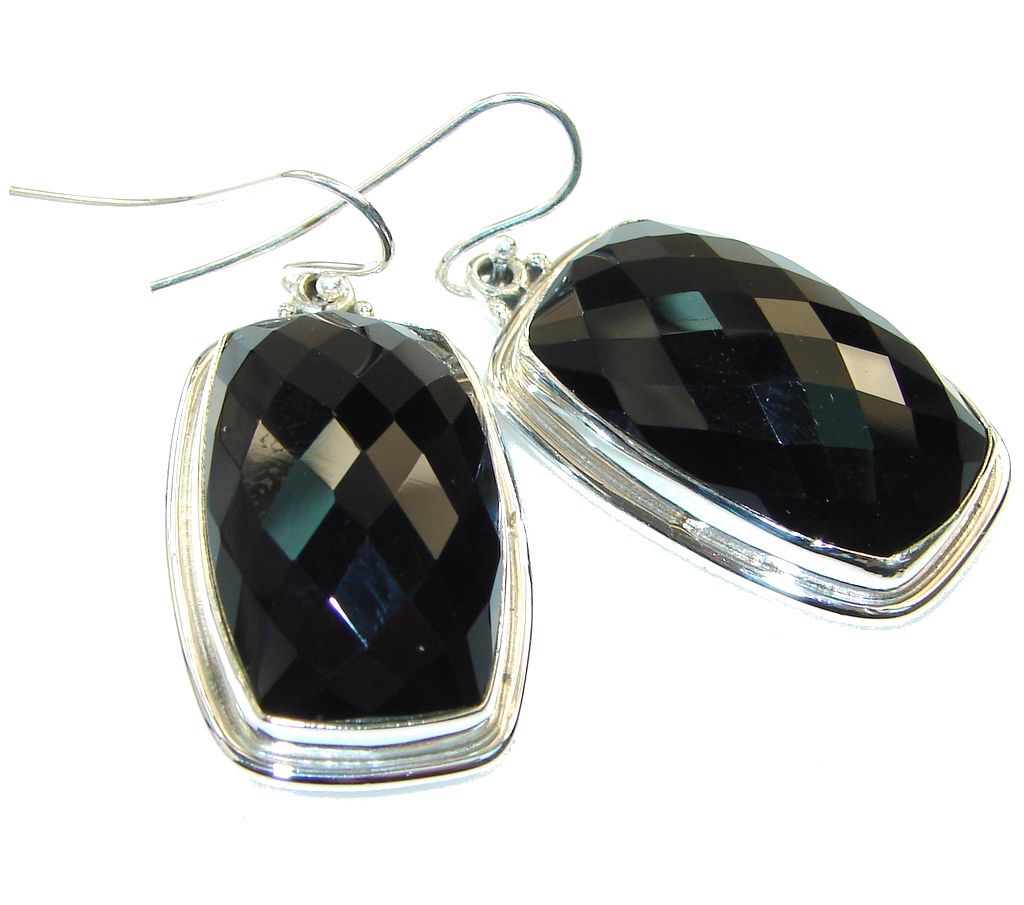 Big!Amazing!! Black Onyx Sterling Silver earrings