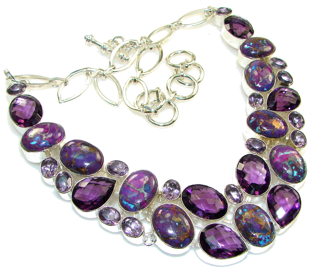 Get Glowing!! Purple Copper Turquoise Sterling Silver necklace