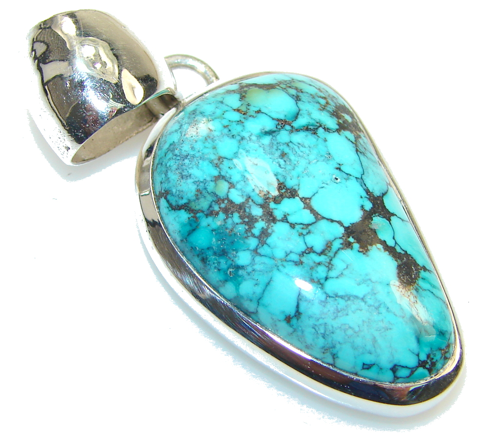 Amazing Blue Turquoise Sterling Silver Pendant