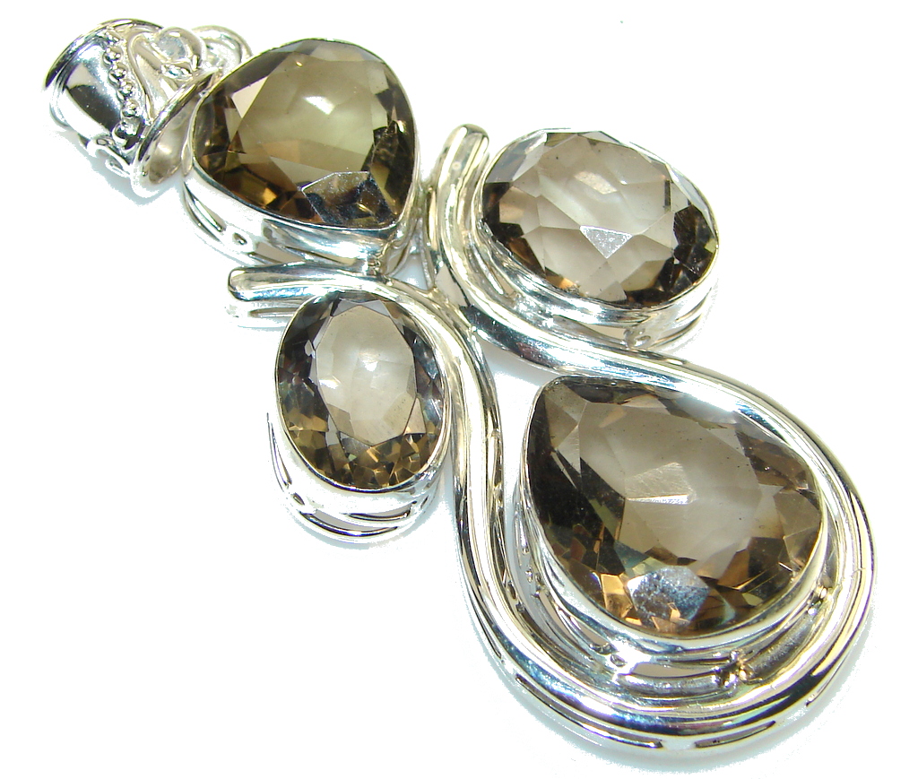 Beautiful! Brown Smoky Topaz Sterling Silver Pendant