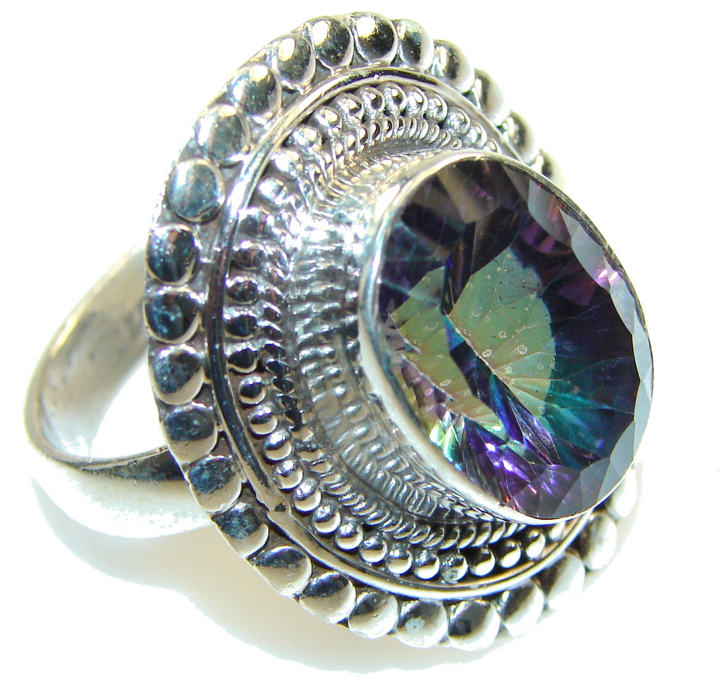 Beautiful Design! Magic Topaz Sterling Silver Ring s. 8 3/4