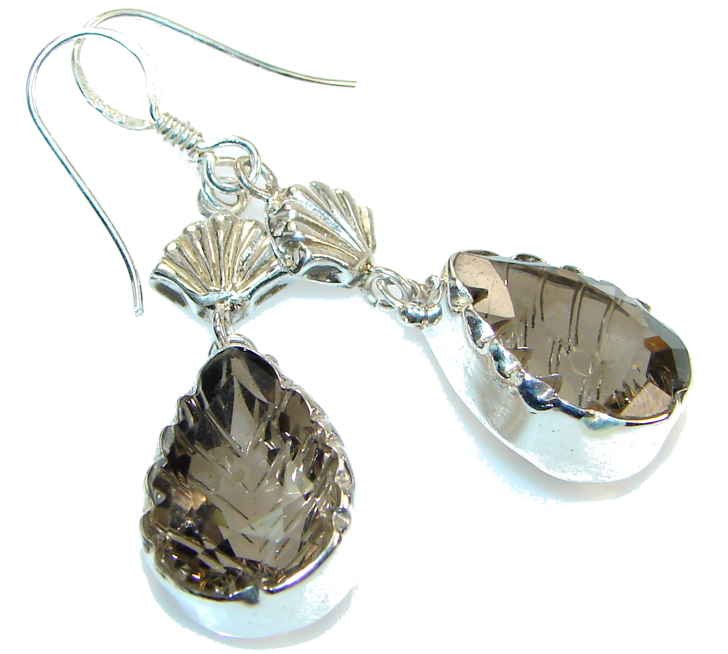 Amazing Light Brown Smoky Topaz Sterling Silver earrings