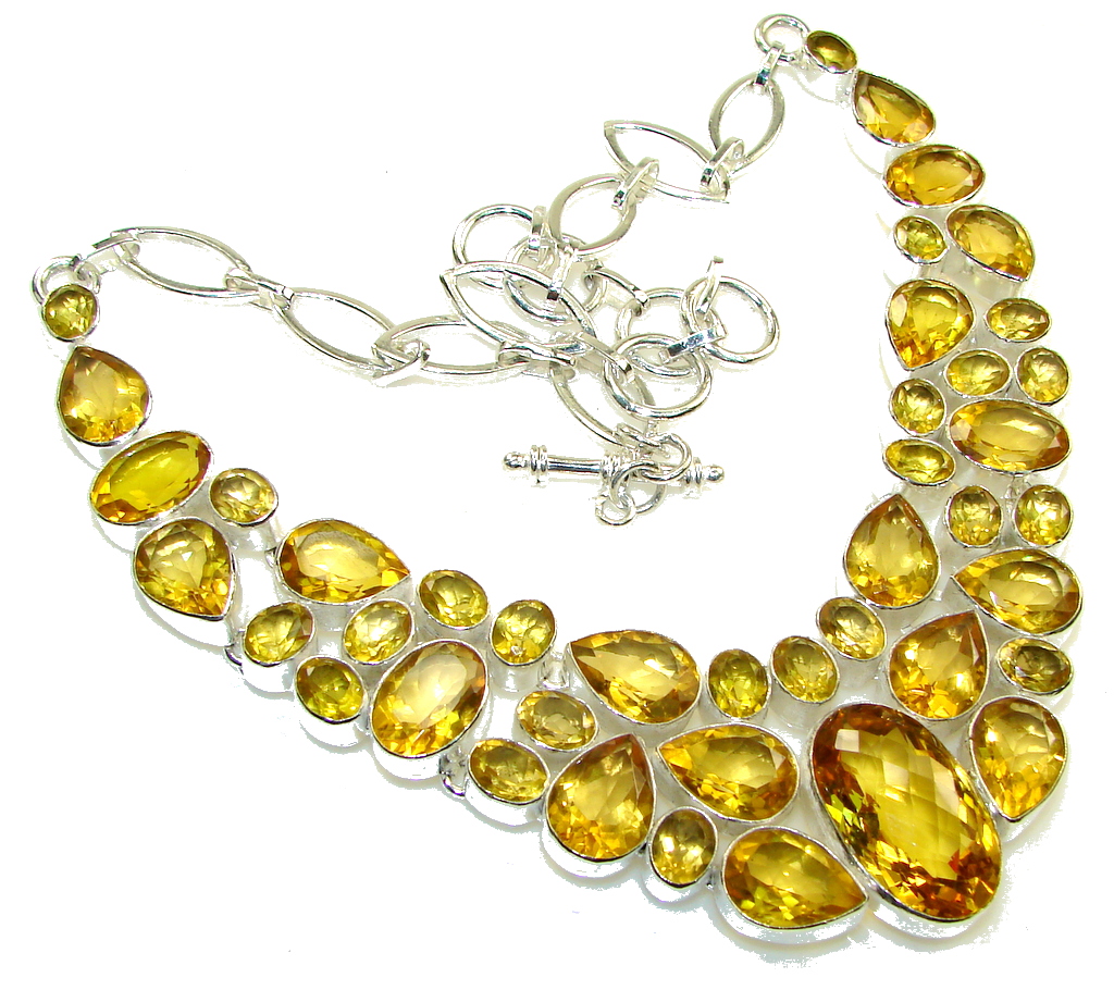 Summer Time!! Created Citrine Sterling Silver Necklace