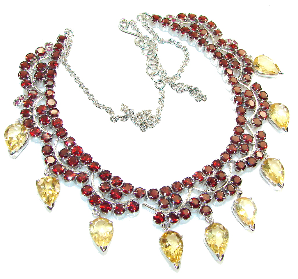 Rich Personality!! Red Garnet Sterling Sterling Silver necklace