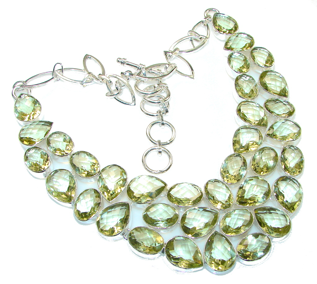 Florida Style!! Yellow Citrine Sterling Silver Necklace