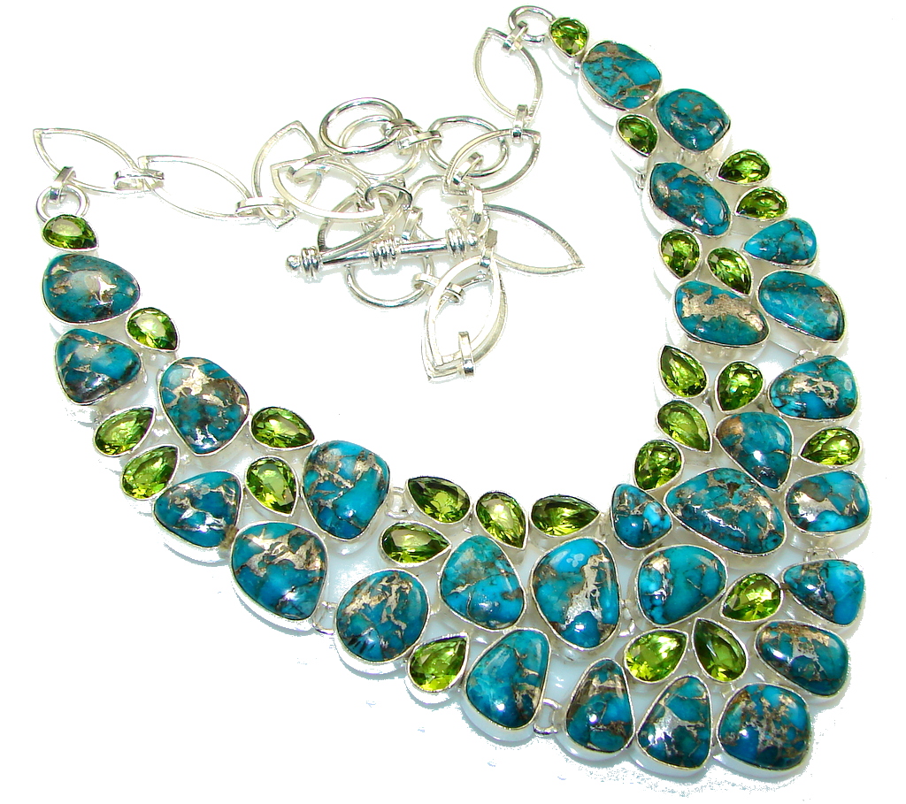 Natural Beauty!! Blue Copper Turquoise Sterling Silver necklace