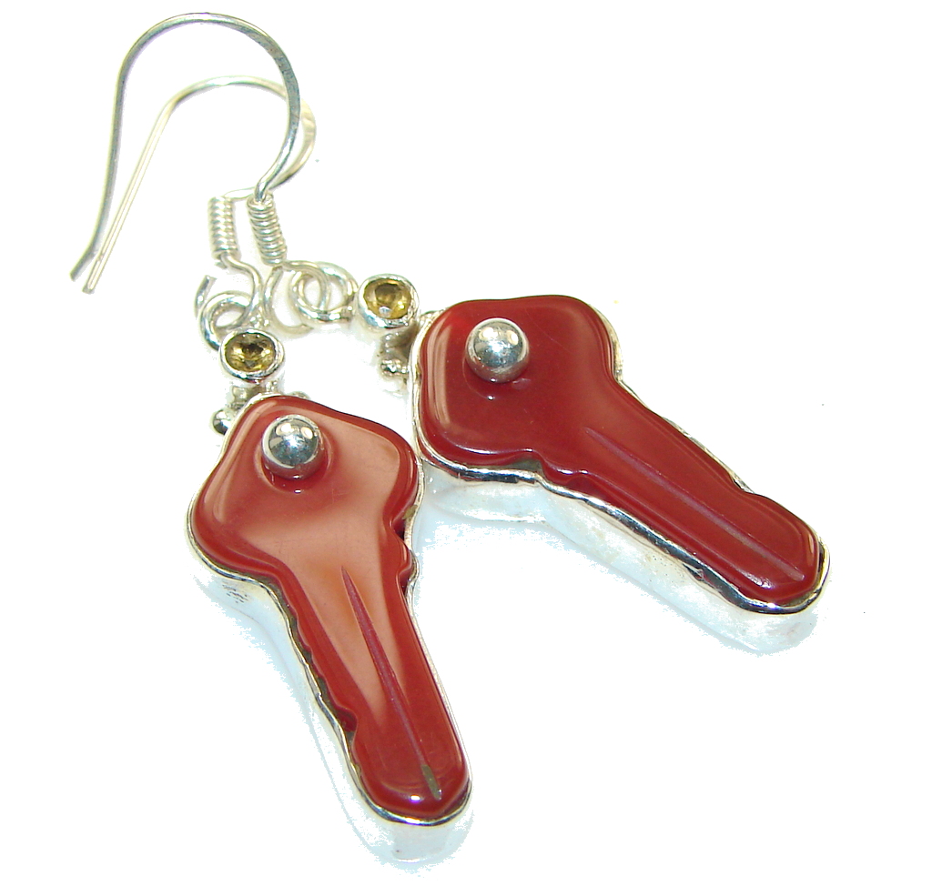 Autumn Beautiful Carnelian earrings Sterling Silver earrings