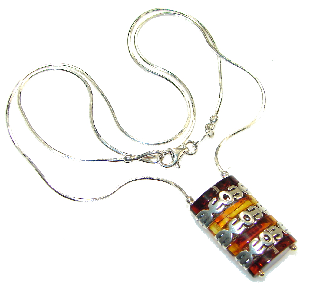 Amazing! Polish Amber Sterling Silver necklace