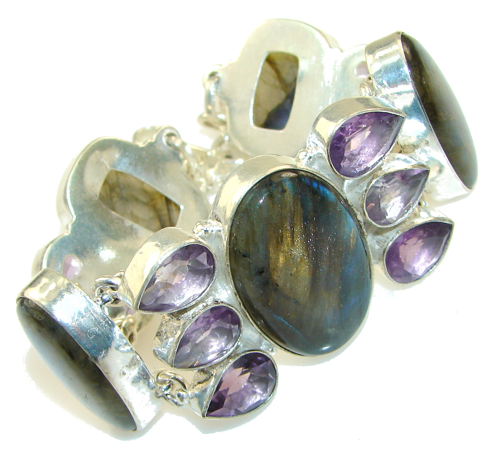 Falling In Love!! Fire Labradorite Sterling Silver Bracelet