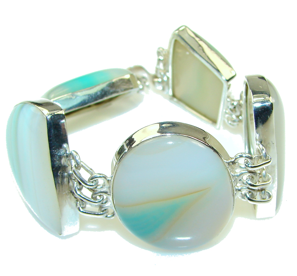 Path Of Life!! Botswana Agate Sterling Silver Bracelet
