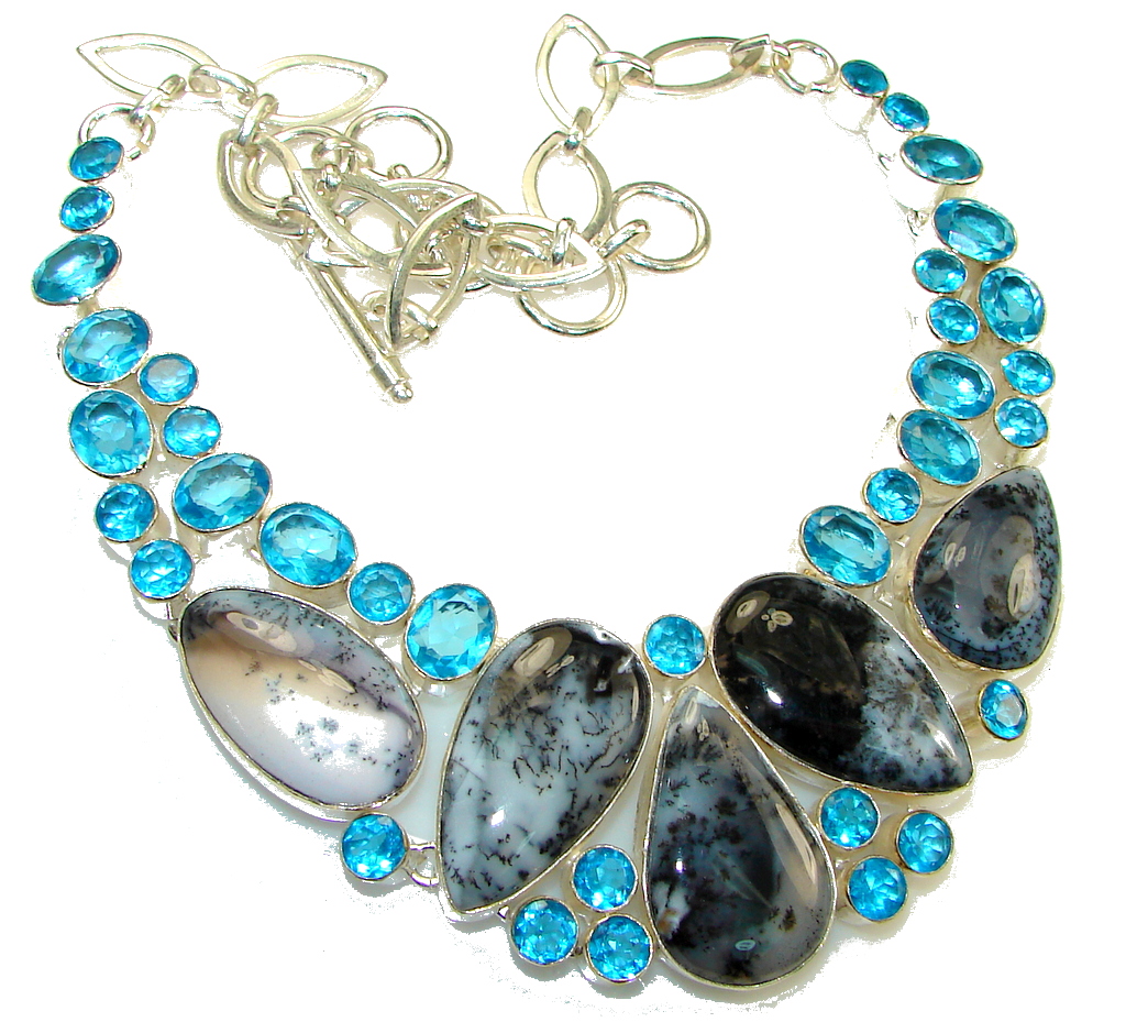 Pale Beauty!! Dendritic Agate Sterling Silver necklace