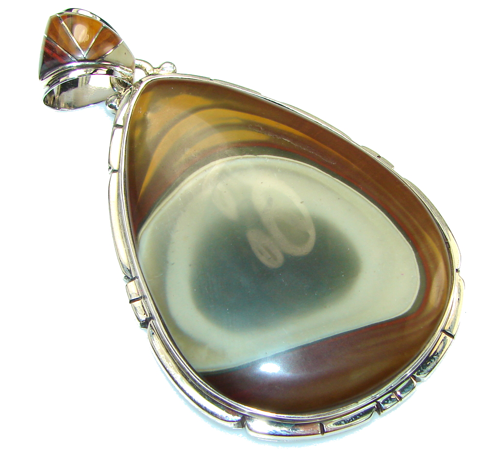 Large!! Stylish Wild Horse Jasper Sterling Silver Pendant