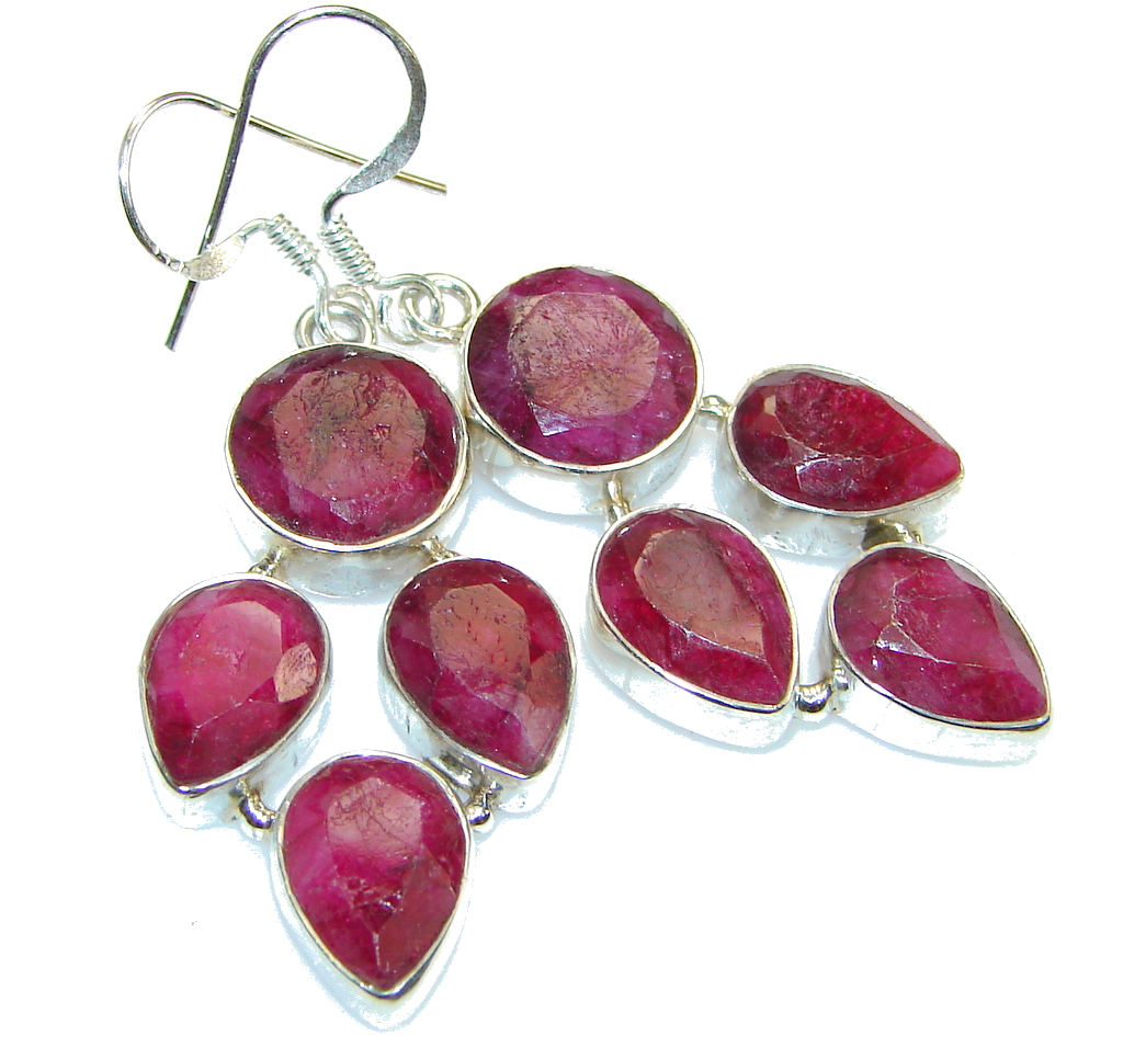 Amazing Pink Ruby Sterling Silver earrings