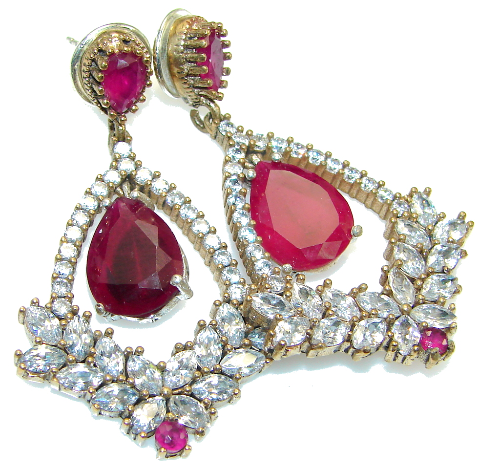 Goth Love! Red Ruby Sterling Silver earrings