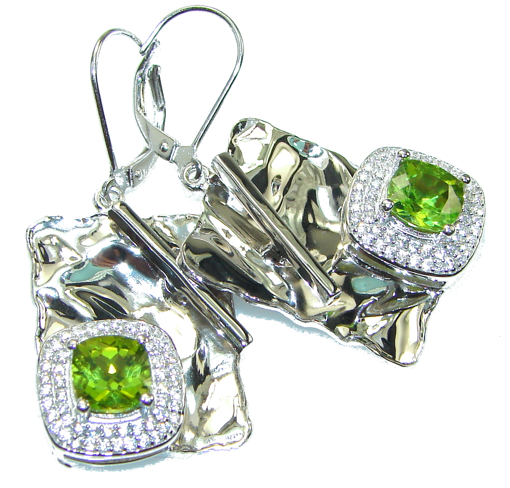 Chunky Exclusive Peridot Hammered Sterling Silver earrings